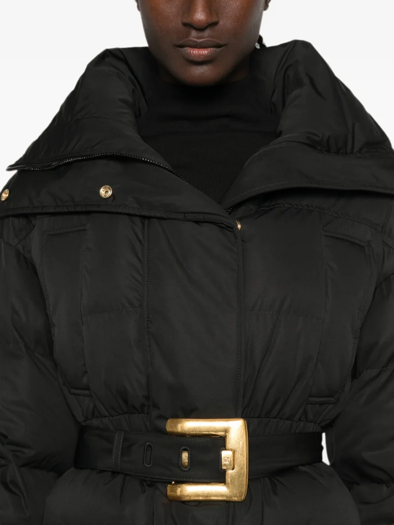 Jacheta Balmain Belted Puffer negru - imagine 3