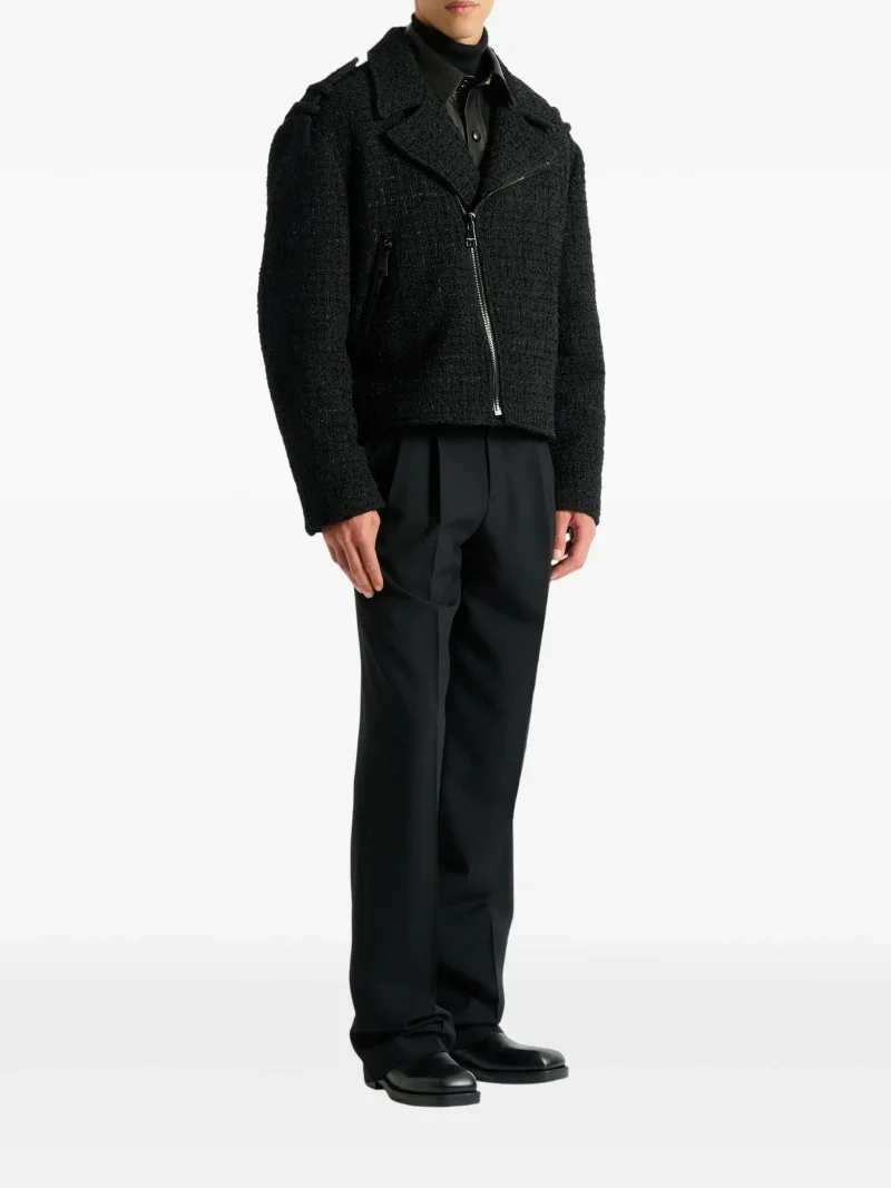 Jacheta Balmain tweed biker negru - imagine 6