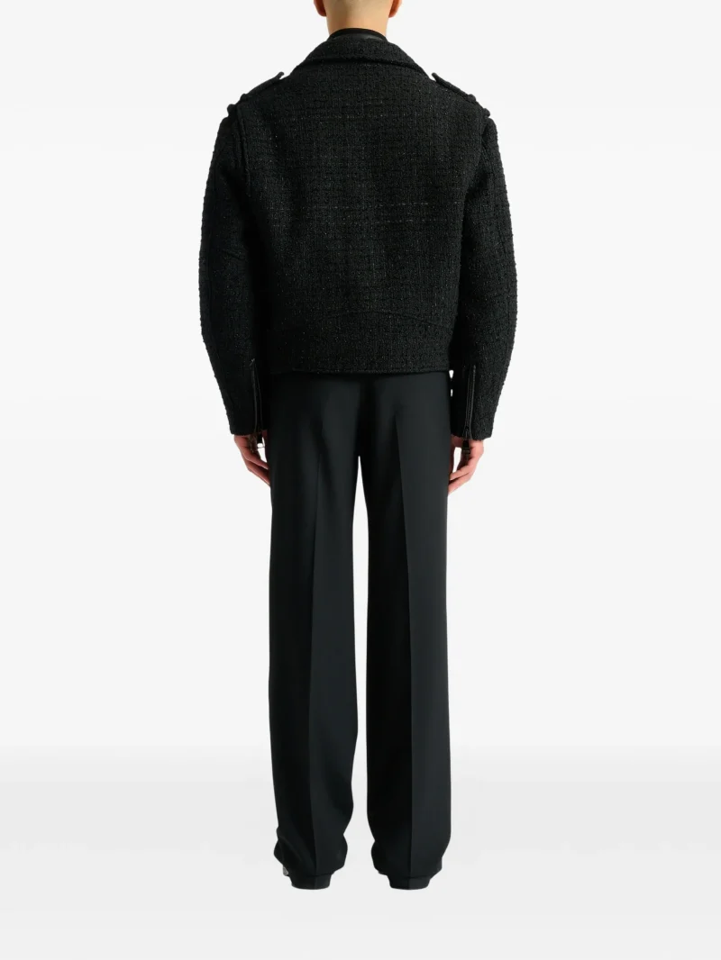Jacheta Balmain tweed biker negru - imagine 5