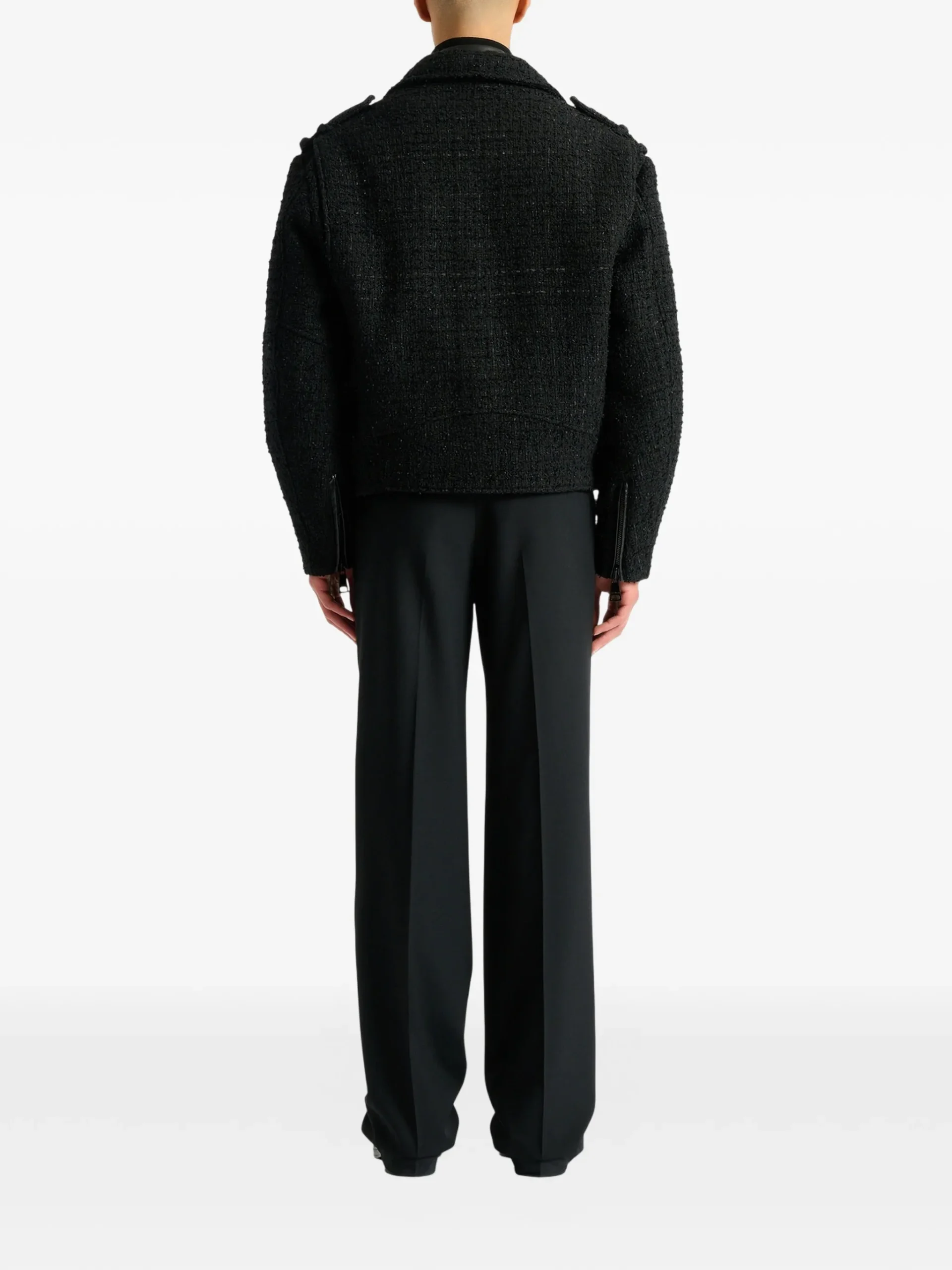 Jacheta Balmain tweed biker negru - imagine 5