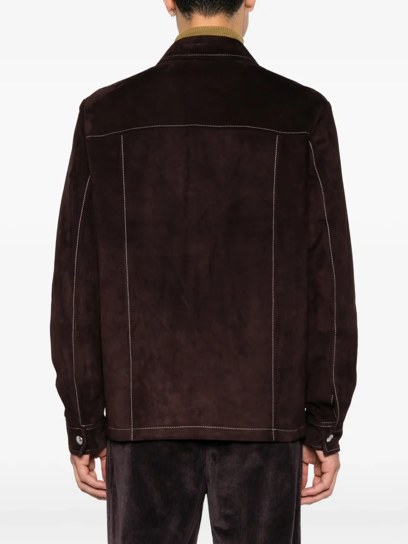 Jacheta Eleventy contrast-stitched suede maro - imagine 4