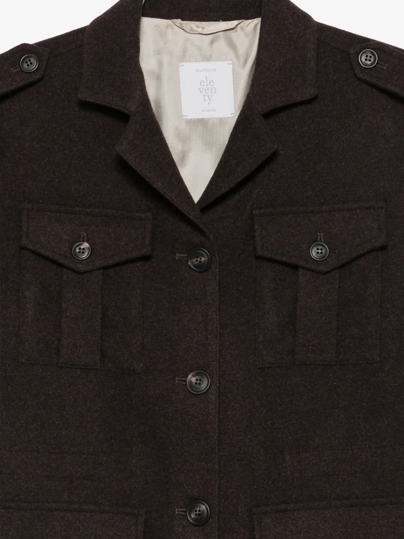 Jacheta Eleventy pocket-detail epaulette maro - imagine 3