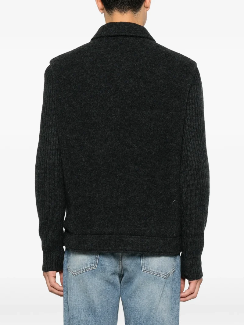 Jacheta Eleventy ribbed-knit panelled wool gri - imagine 4