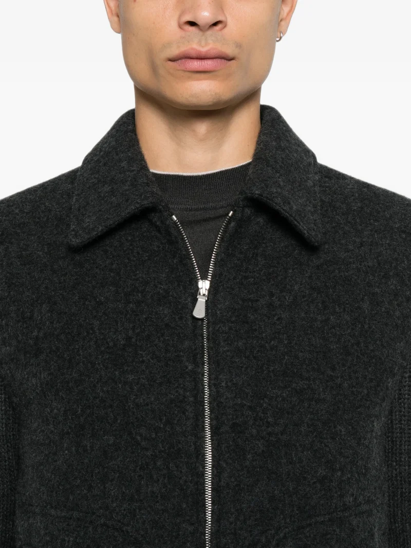Jacheta Eleventy ribbed-knit panelled wool gri - imagine 3