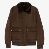 Jacheta Eleventy shearling-collar suede maro