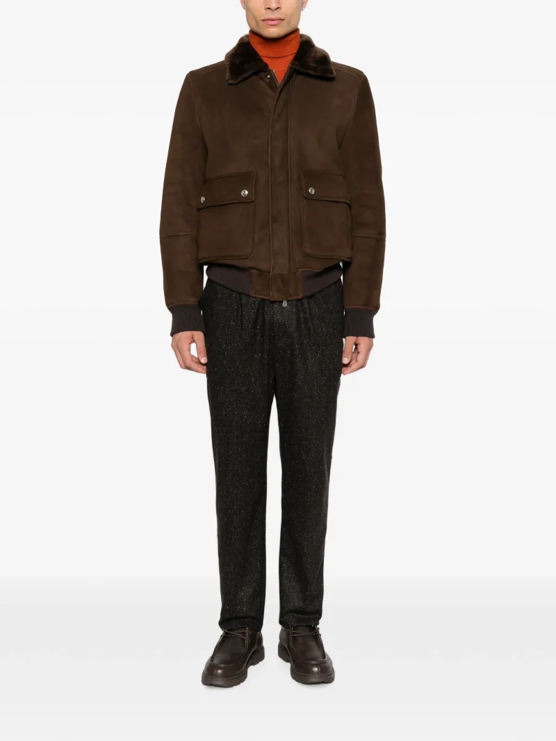 Alternative view of Jacheta Eleventy shearling-collar suede maro