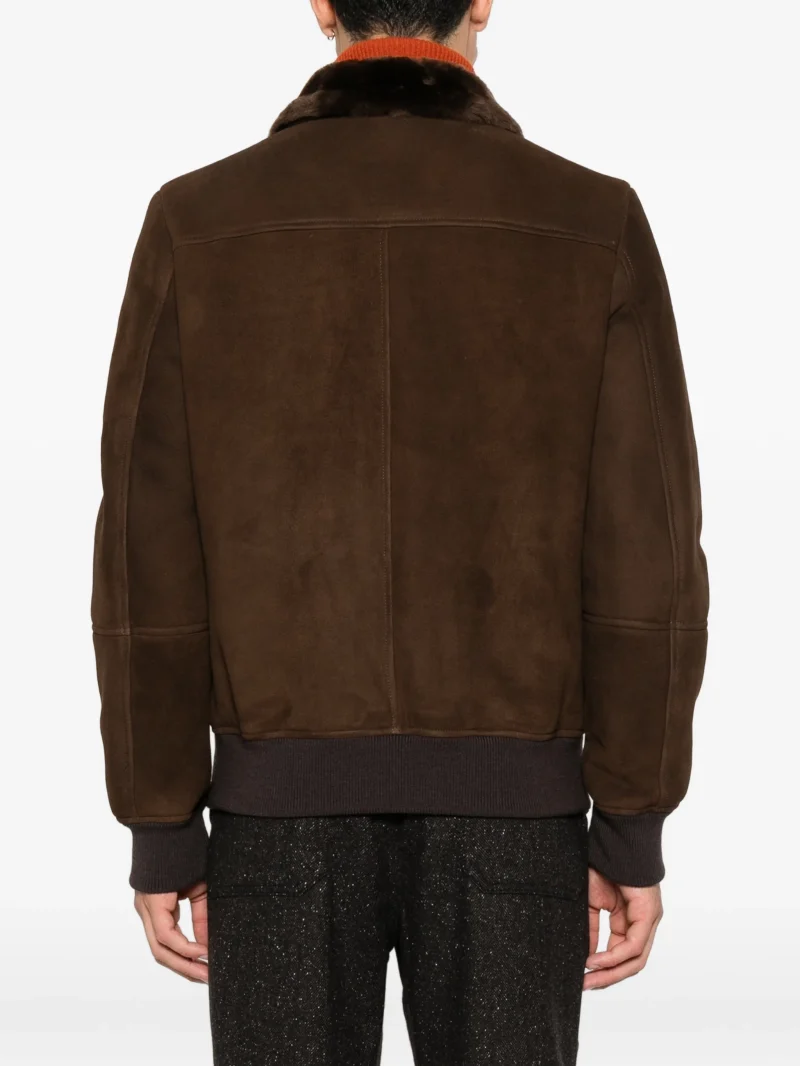 Jacheta Eleventy shearling-collar suede maro - imagine 4