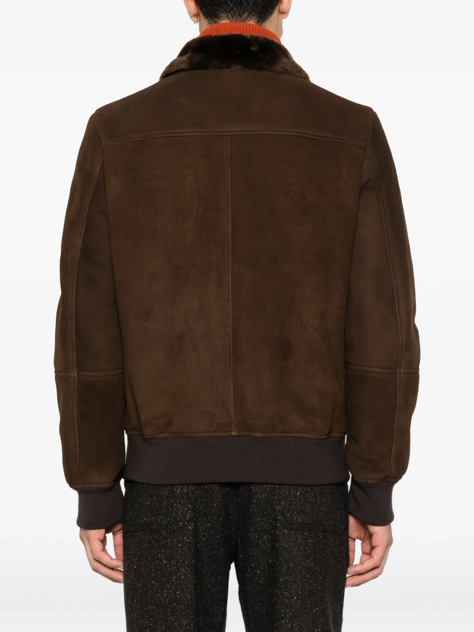 Jacheta Eleventy shearling-collar suede maro - imagine 4