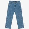 Jeans Balmain quilted straight-leg albastru