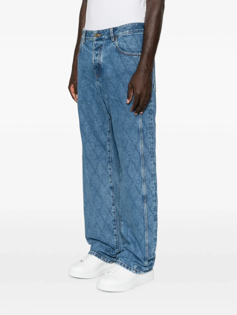 Jeans Balmain quilted straight-leg albastru - imagine 5