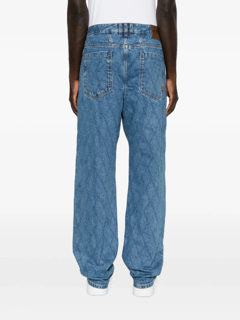 Jeans Balmain quilted straight-leg albastru - imagine 4