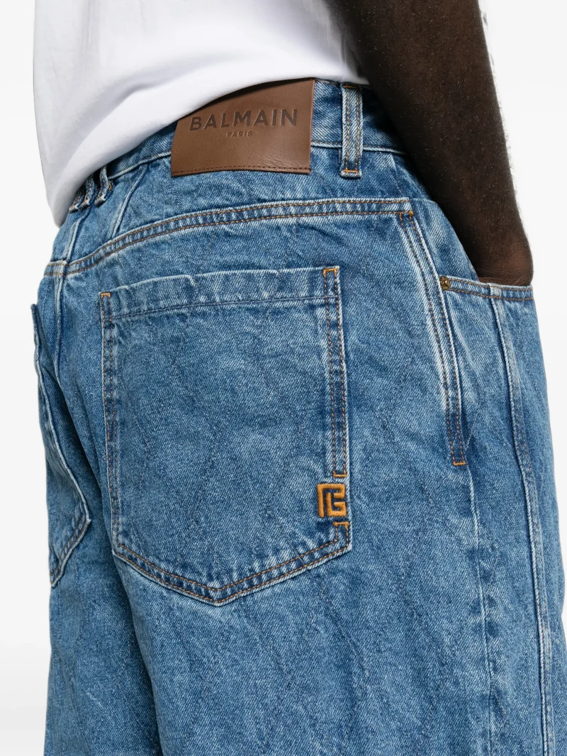 Jeans Balmain quilted straight-leg albastru - imagine 3