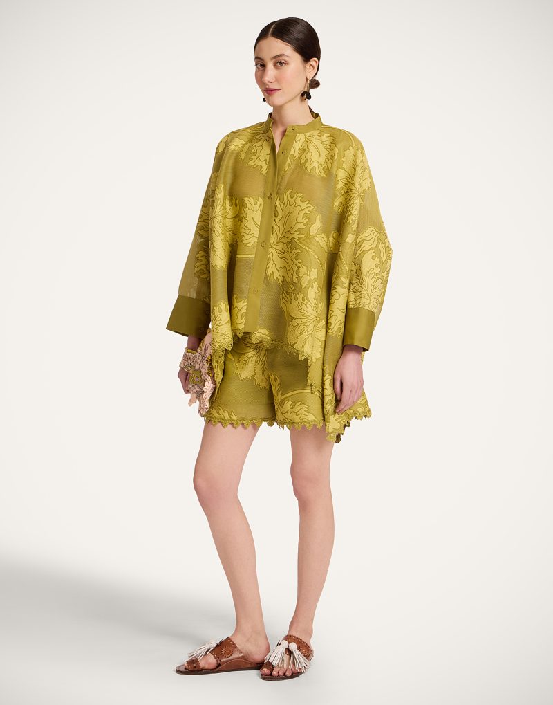 Pantaloni La DoubleJ Good Butt Jacquard Lace-Trimmed verde - imagine 5