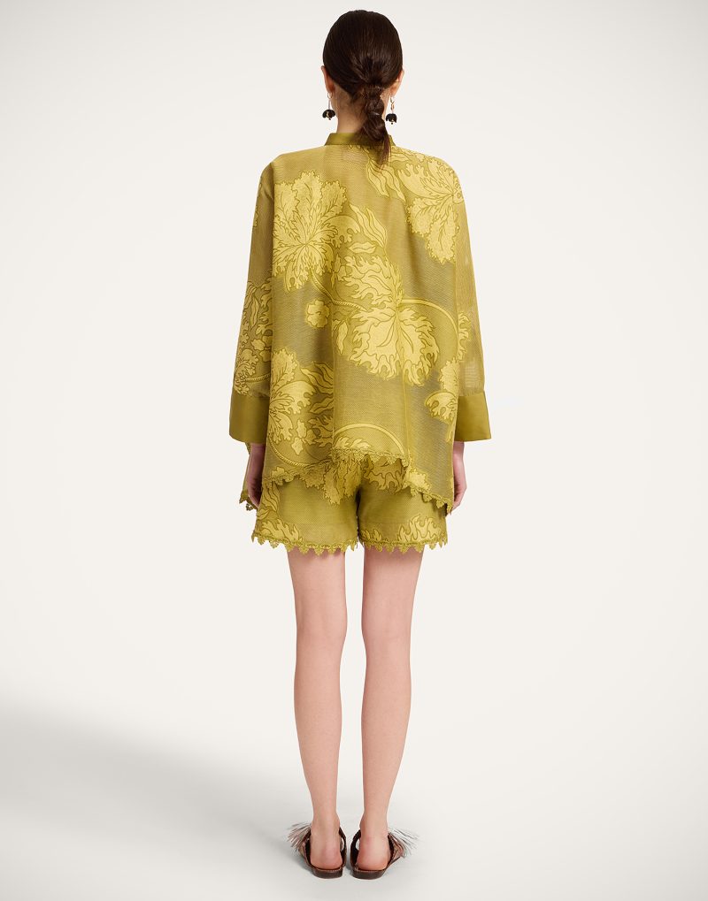 Pantaloni La DoubleJ Good Butt Jacquard Lace-Trimmed verde - imagine 3
