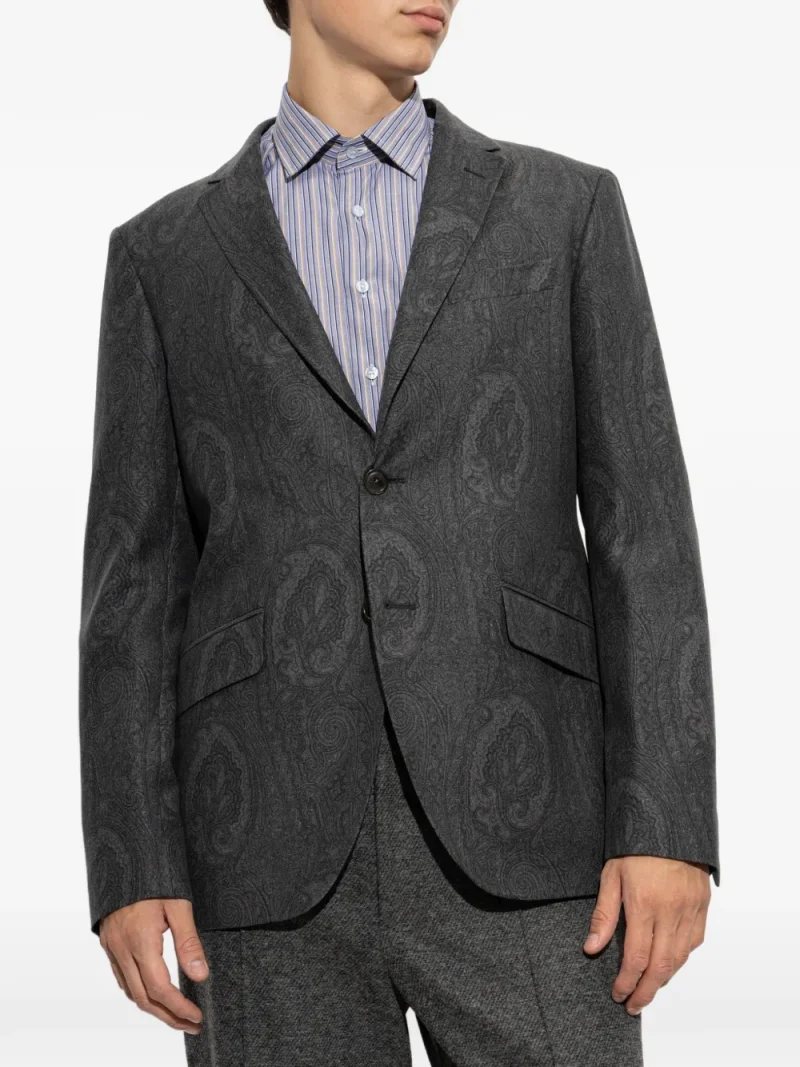 Sacou ETRO Paisley-Print Wool gri - imagine 4