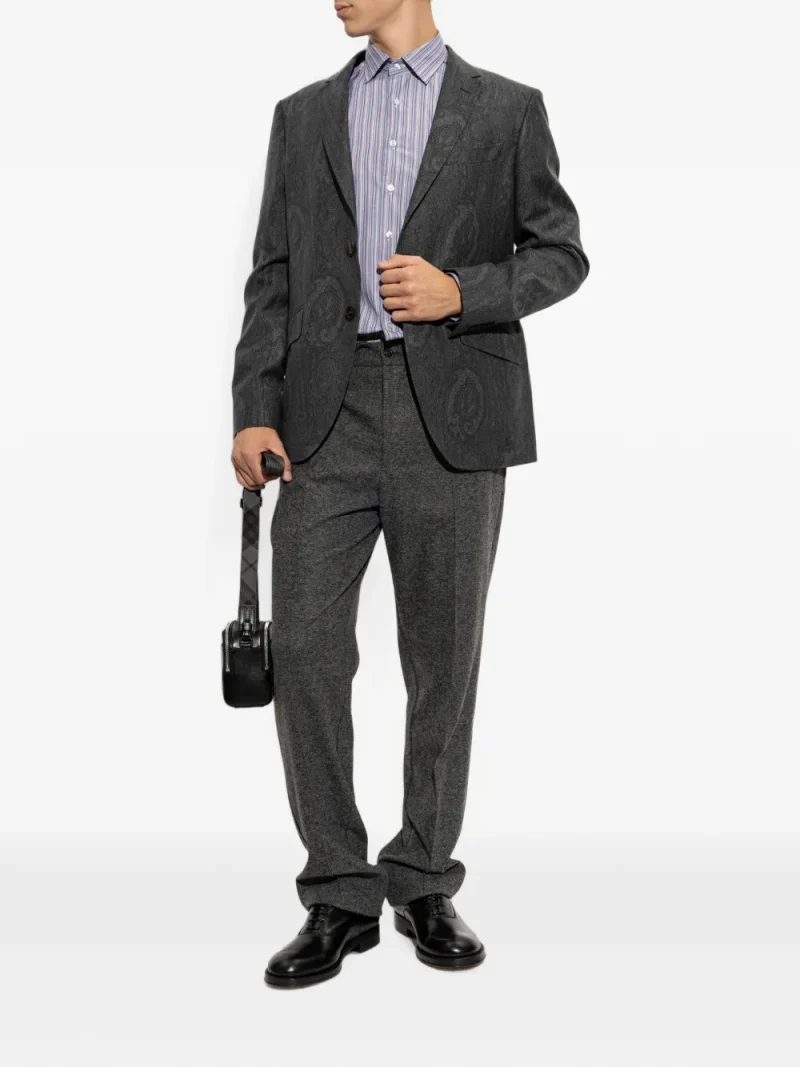 Sacou ETRO Paisley-Print Wool gri - imagine 3