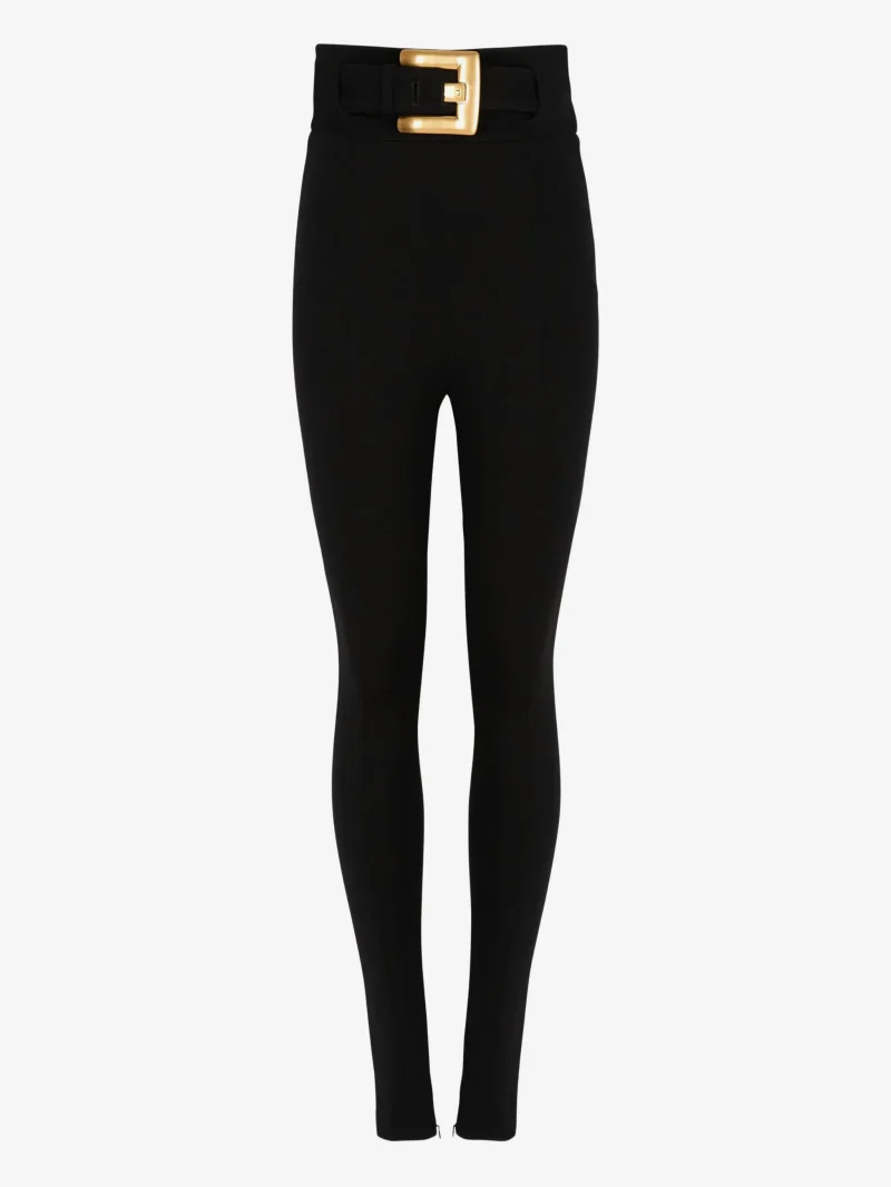Pantaloni Balmain buckle-embellished negru