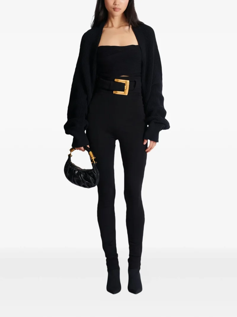 Alternative view of Pantaloni Balmain buckle-embellished negru