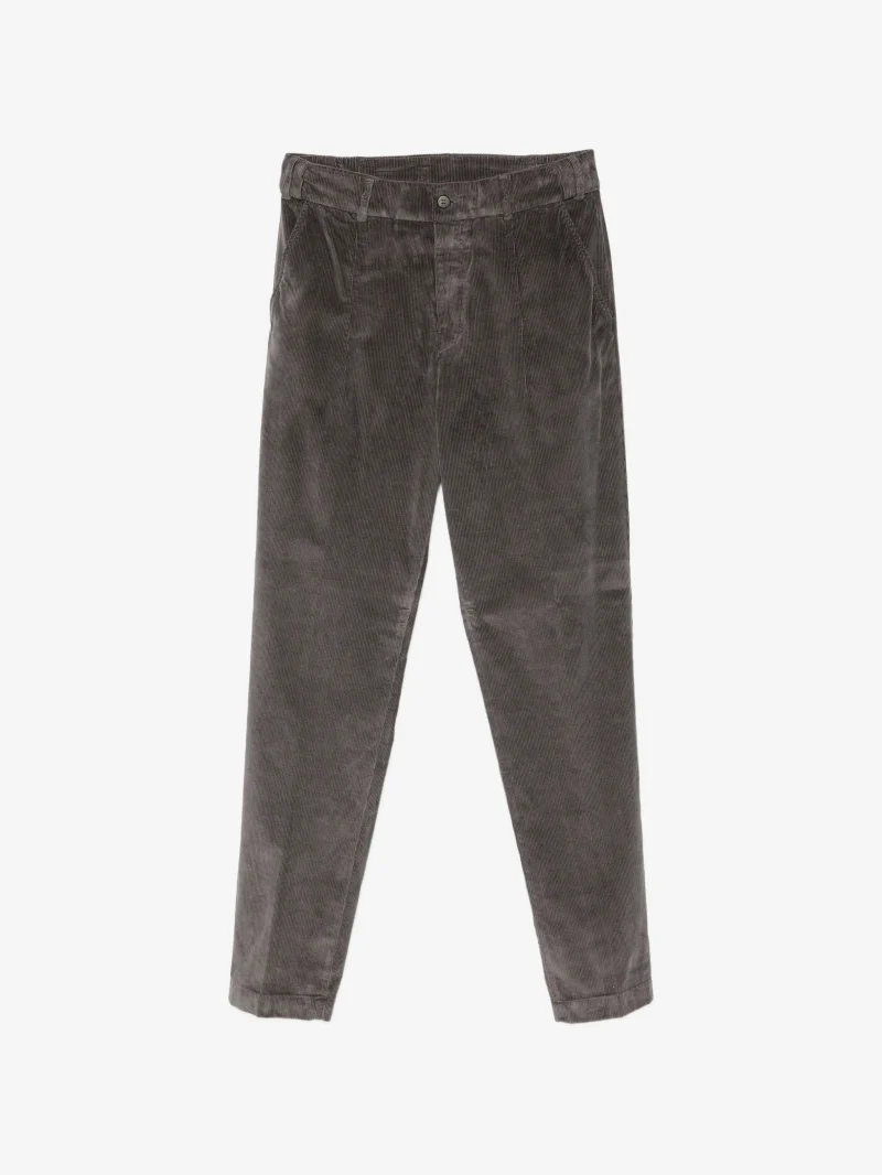 Pantaloni Eleventy corduroy pleated maro