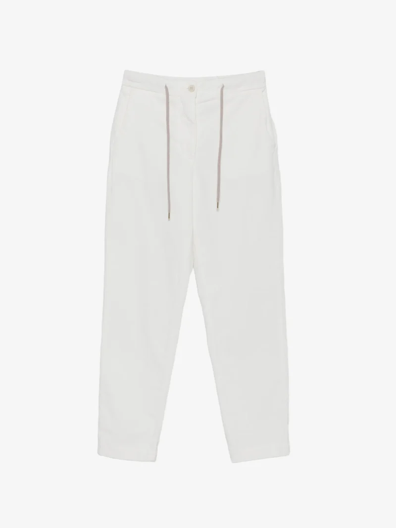 Pantaloni Eleventy drawstring-waist corduroy alb