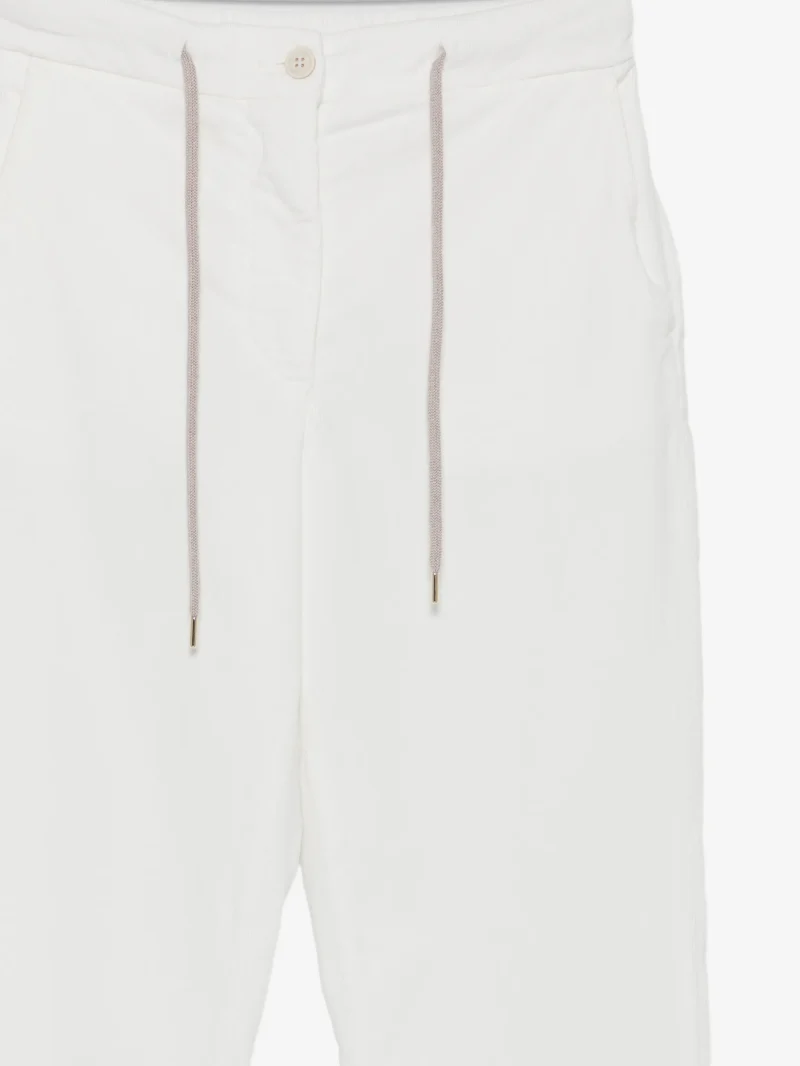 Pantaloni Eleventy drawstring-waist corduroy alb - imagine 3
