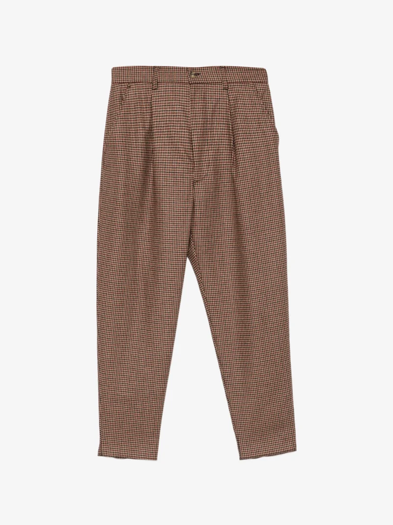 Pantaloni Eleventy houndstooth-pattern pleated maro