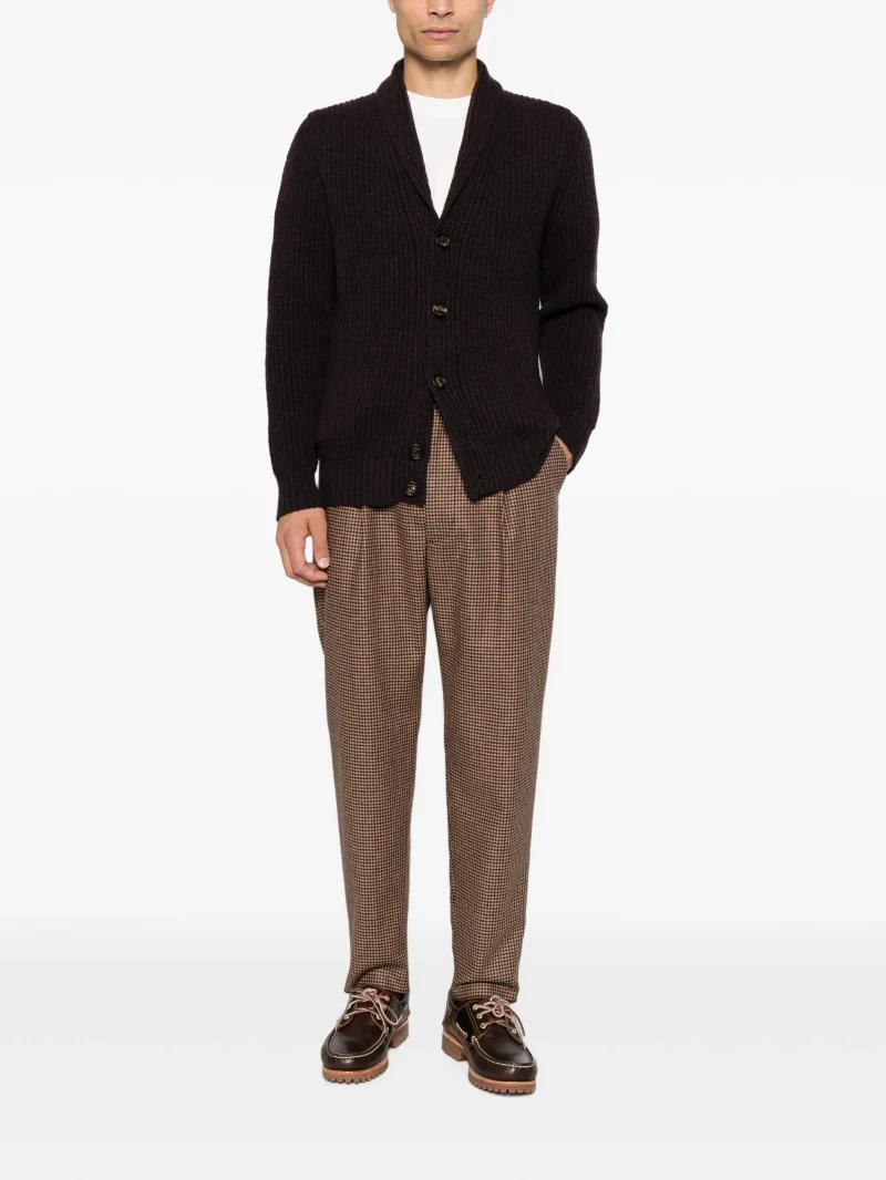 Alternative view of Pantaloni Eleventy houndstooth-pattern pleated maro