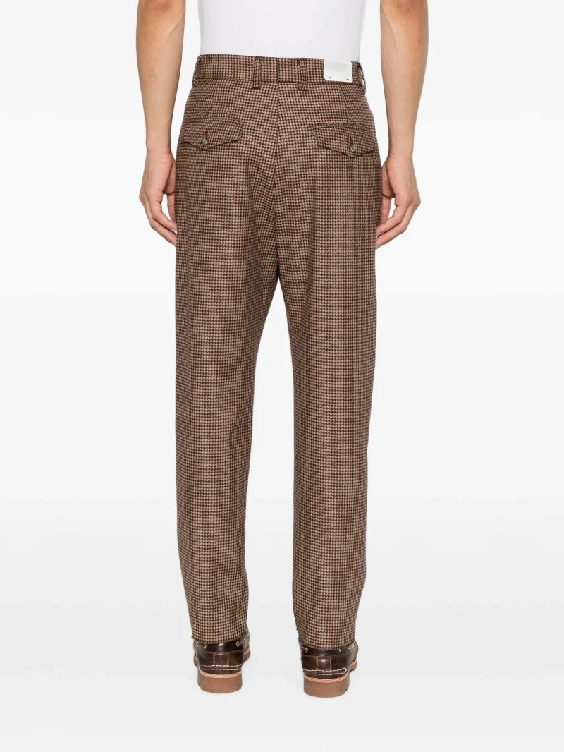 Pantaloni Eleventy houndstooth-pattern pleated maro - imagine 3
