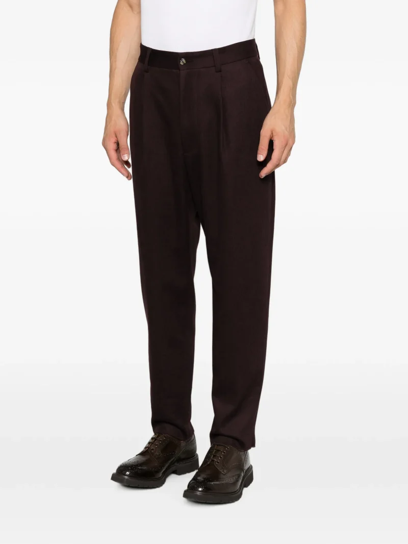 Pantaloni Eleventy pleated-front tailored maro - imagine 5