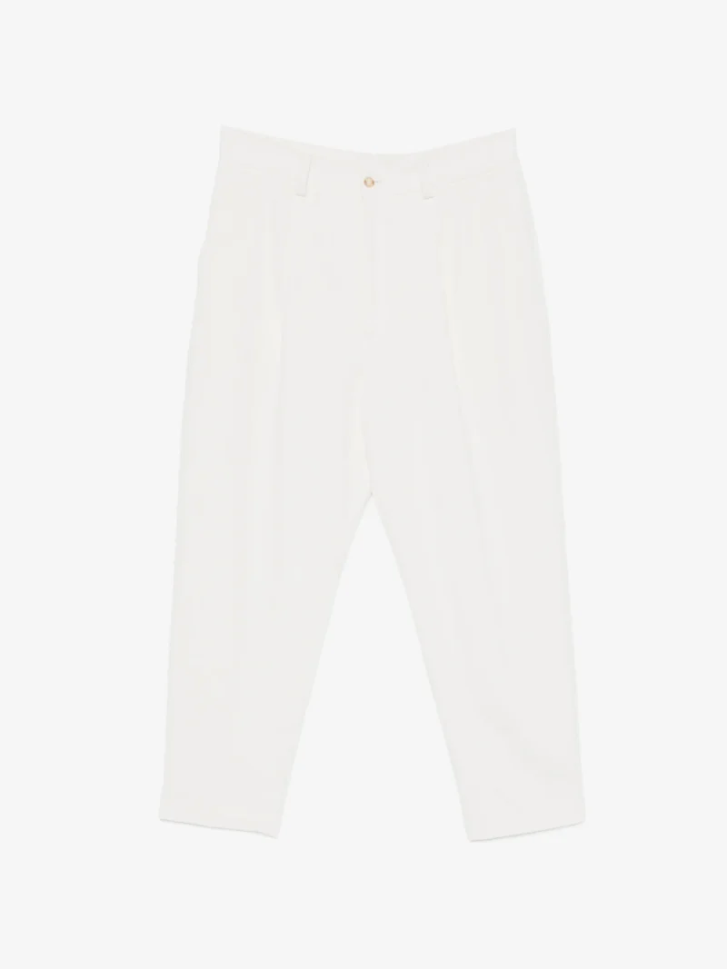 Pantaloni Eleventy pleated tapered alb