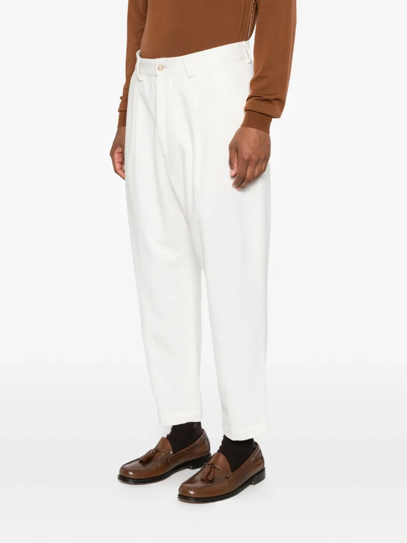 Pantaloni Eleventy pleated tapered alb - imagine 4