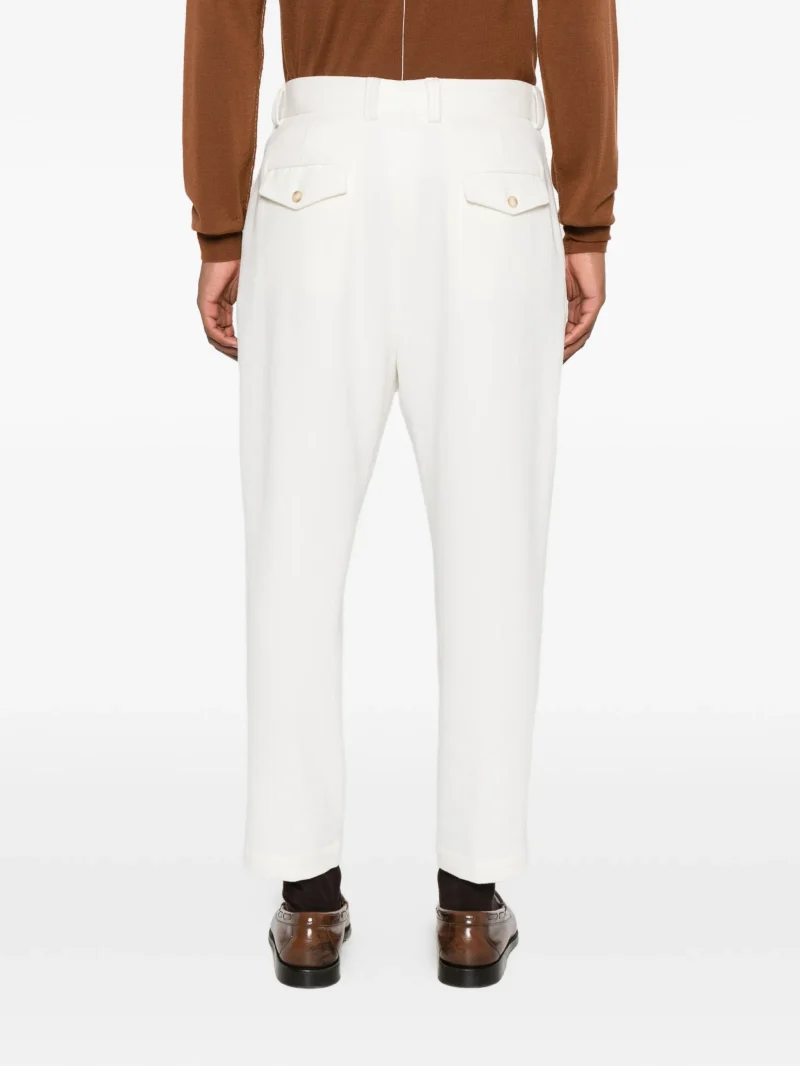 Pantaloni Eleventy pleated tapered alb - imagine 3