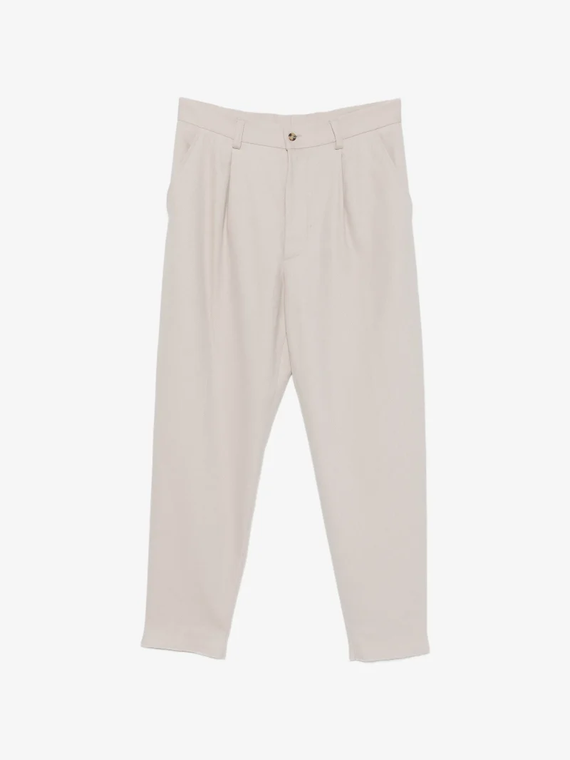 Pantaloni Eleventy pleated tapered bej