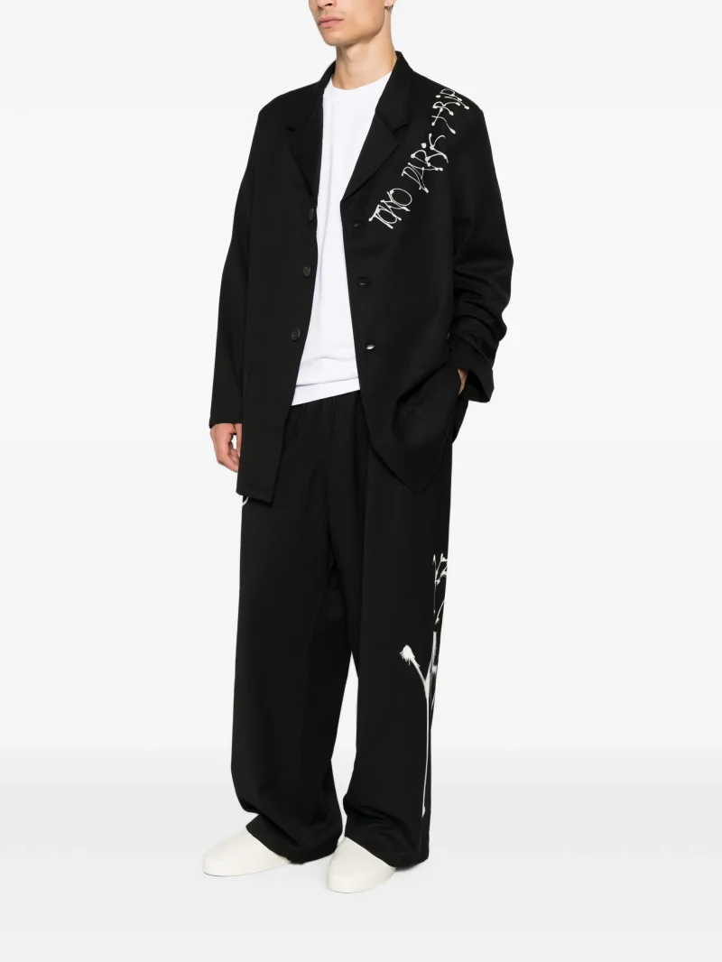 Alternative view of Pantaloni Y-3 Chito Graphic wide wool negru