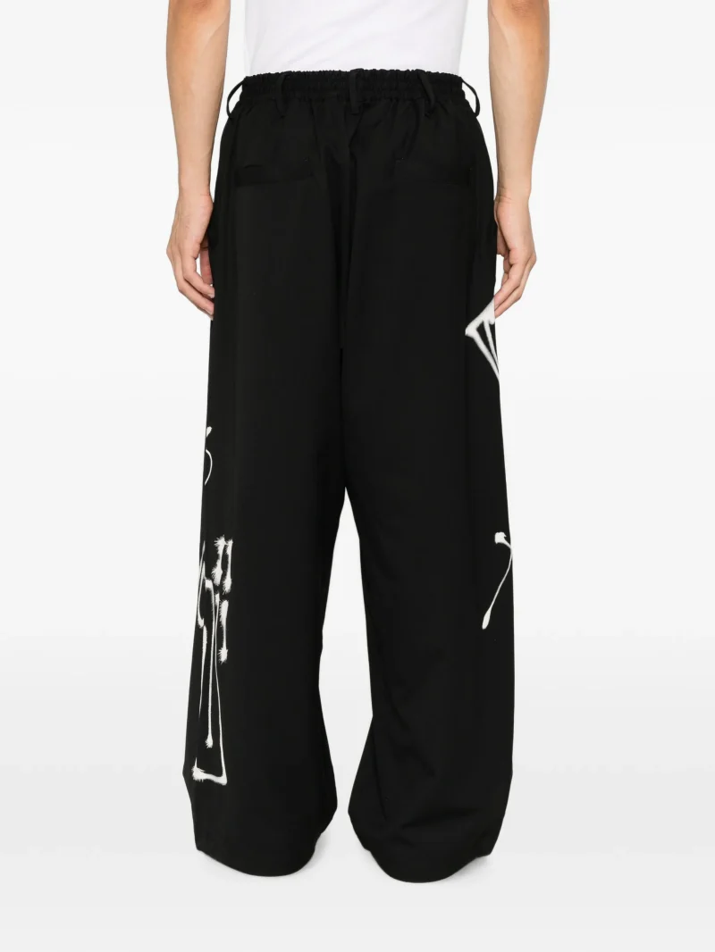 Pantaloni Y-3 Chito Graphic wide wool negru - imagine 3
