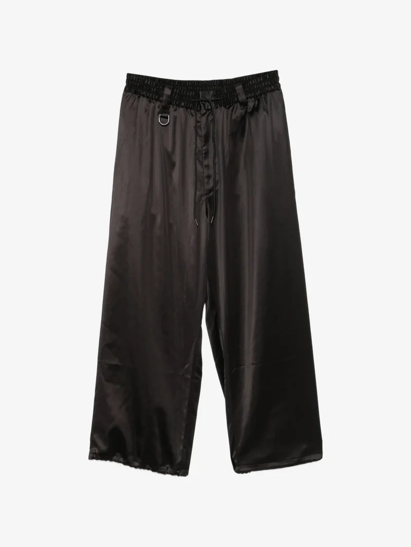 Pantaloni Y-3 drawstring satin negru