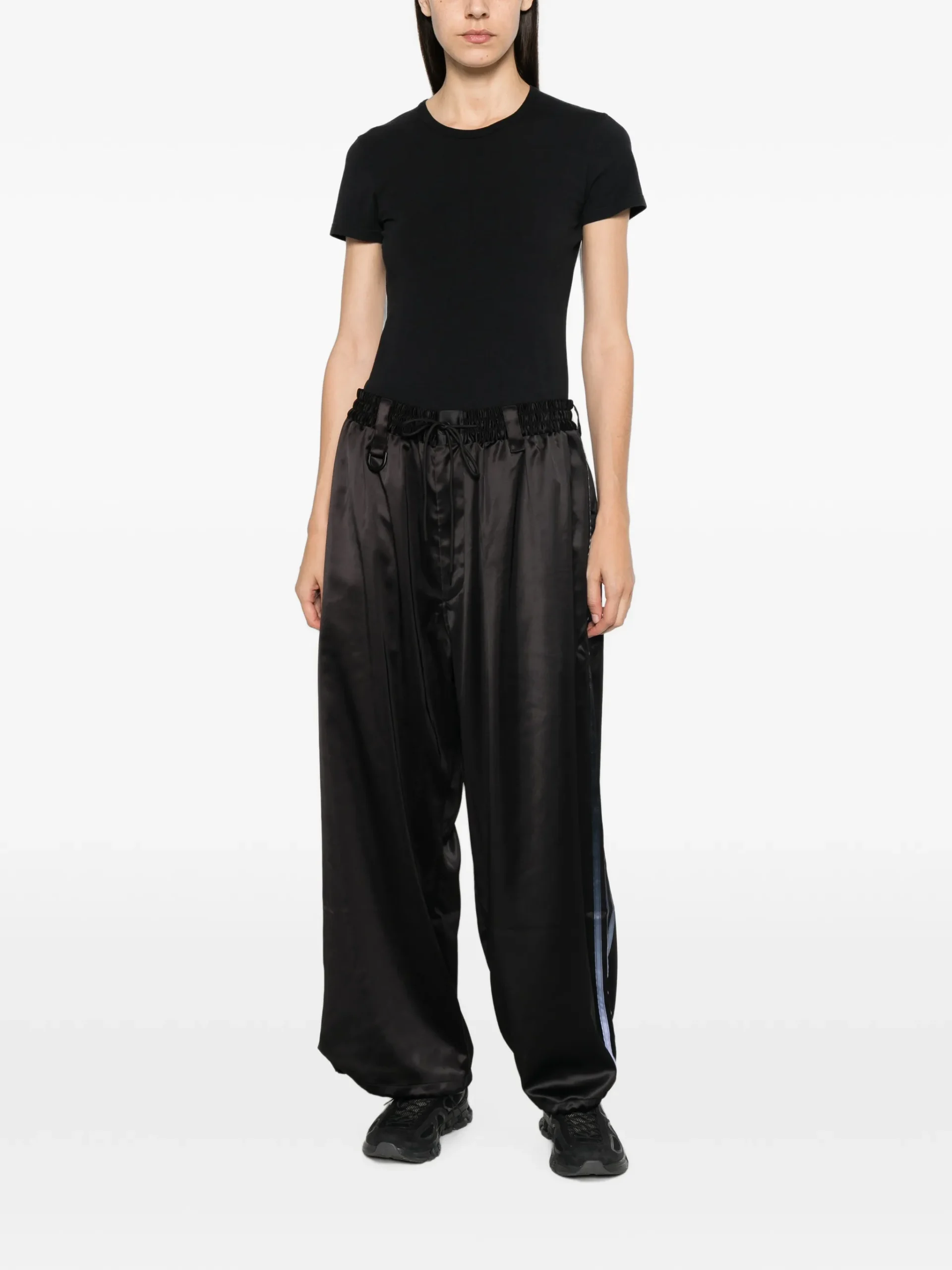 Pantaloni Y-3 drawstring satin negru - imagine 5