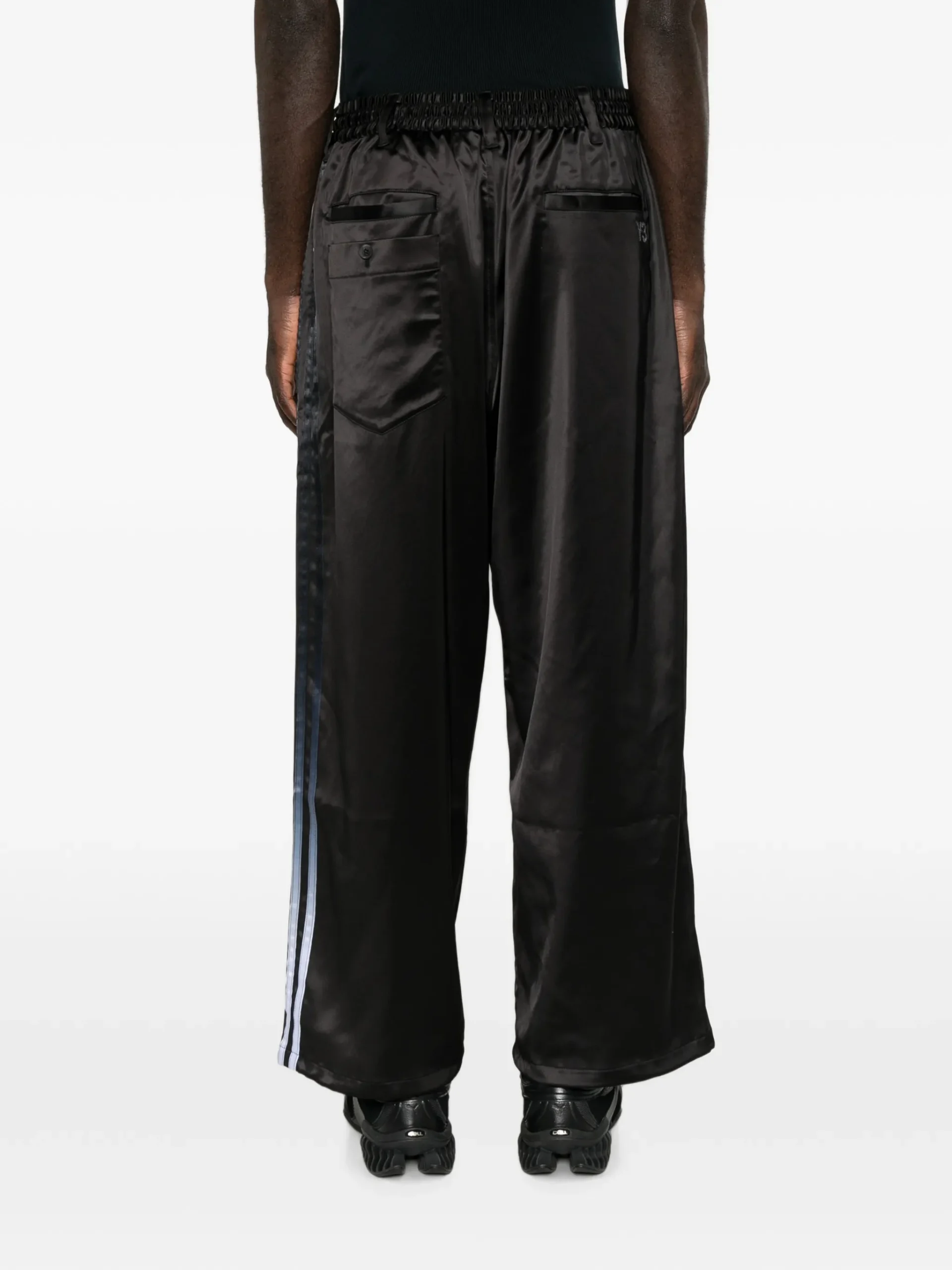 Pantaloni Y-3 drawstring satin negru - imagine 4