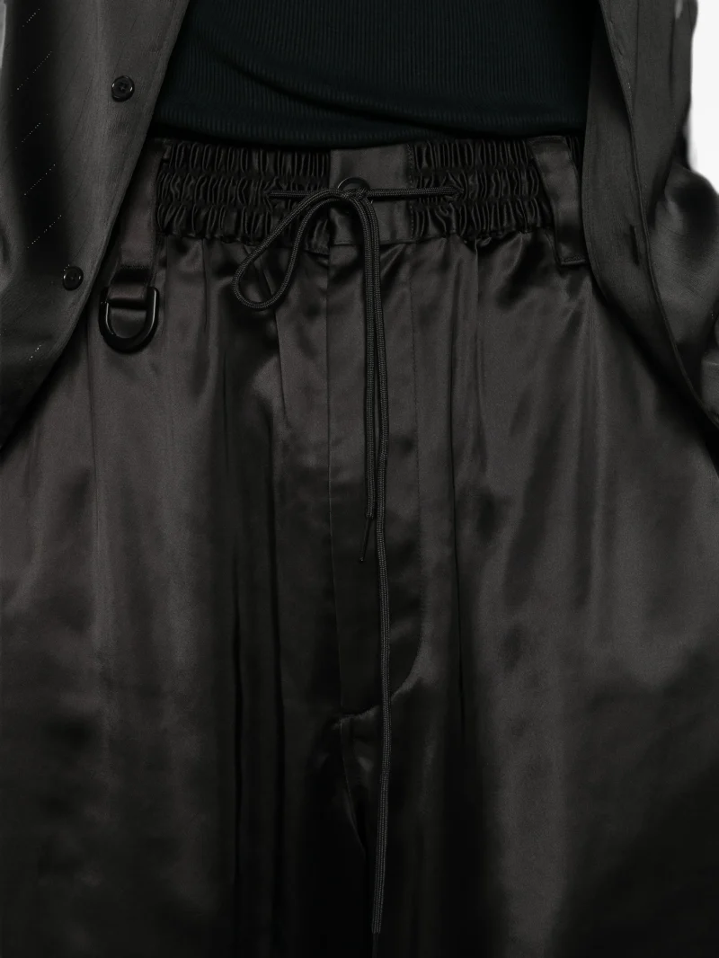 Pantaloni Y-3 drawstring satin negru - imagine 3