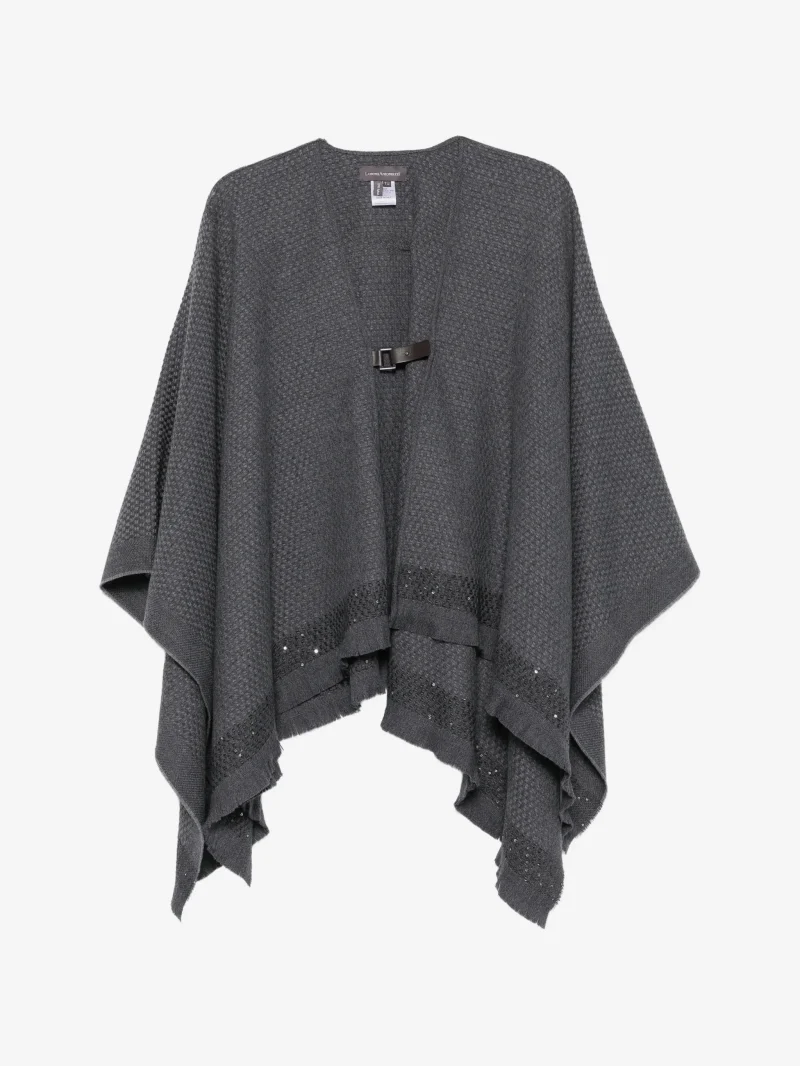 Poncho Lorena Antoniazzi sequin-embellished fringed gri