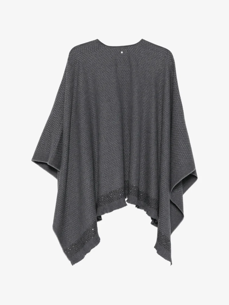Alternative view of Poncho Lorena Antoniazzi sequin-embellished fringed gri