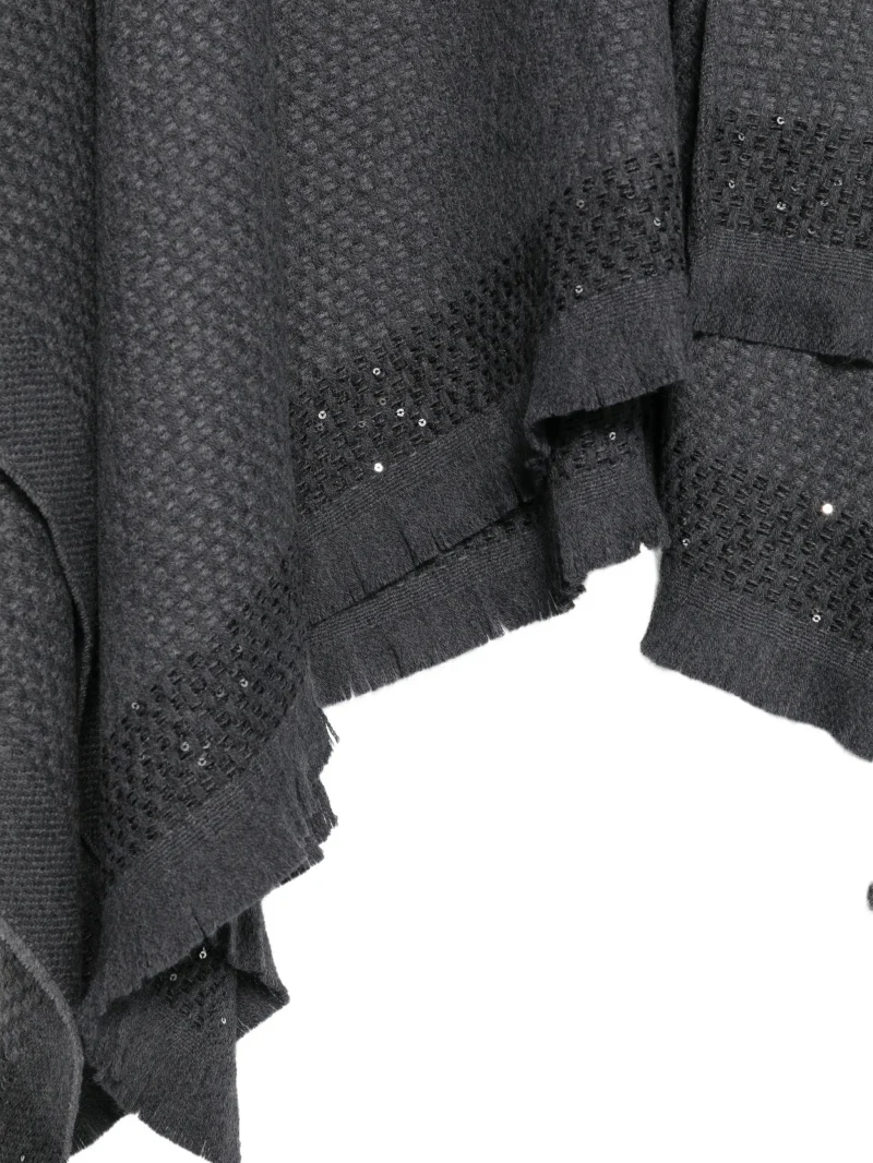 Poncho Lorena Antoniazzi sequin-embellished fringed gri - imagine 3