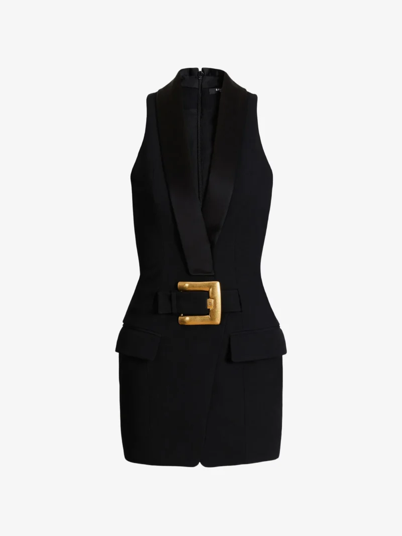 Rochie Balmain short belted negru