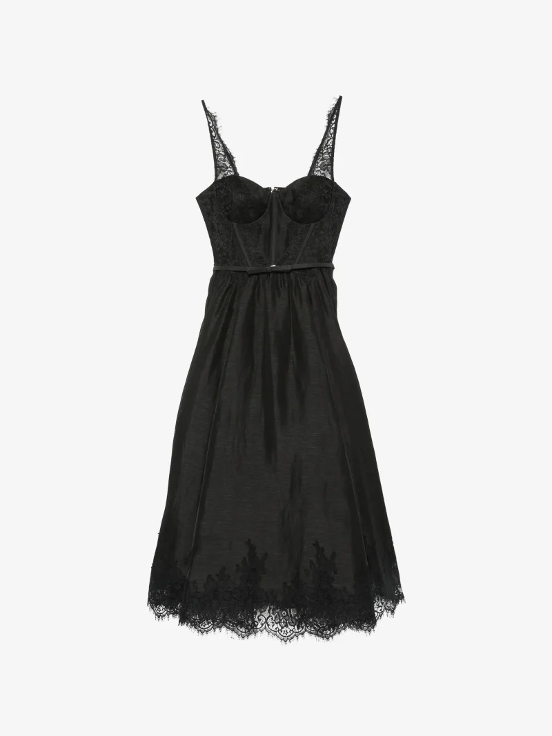 Rochie Zimmermann Valiant lace-trimmed belted negru