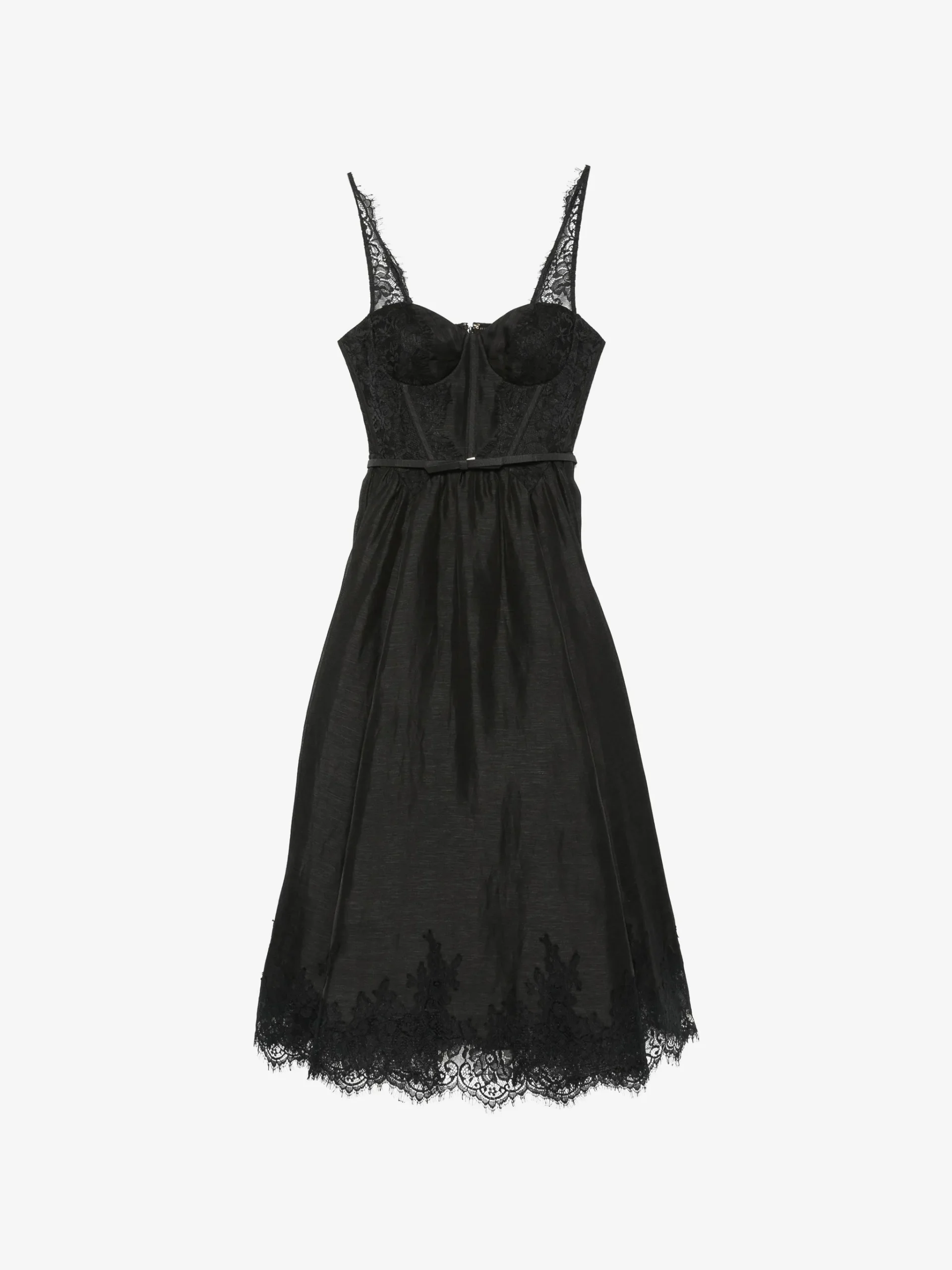 Rochie Zimmermann Valiant lace-trimmed belted negru