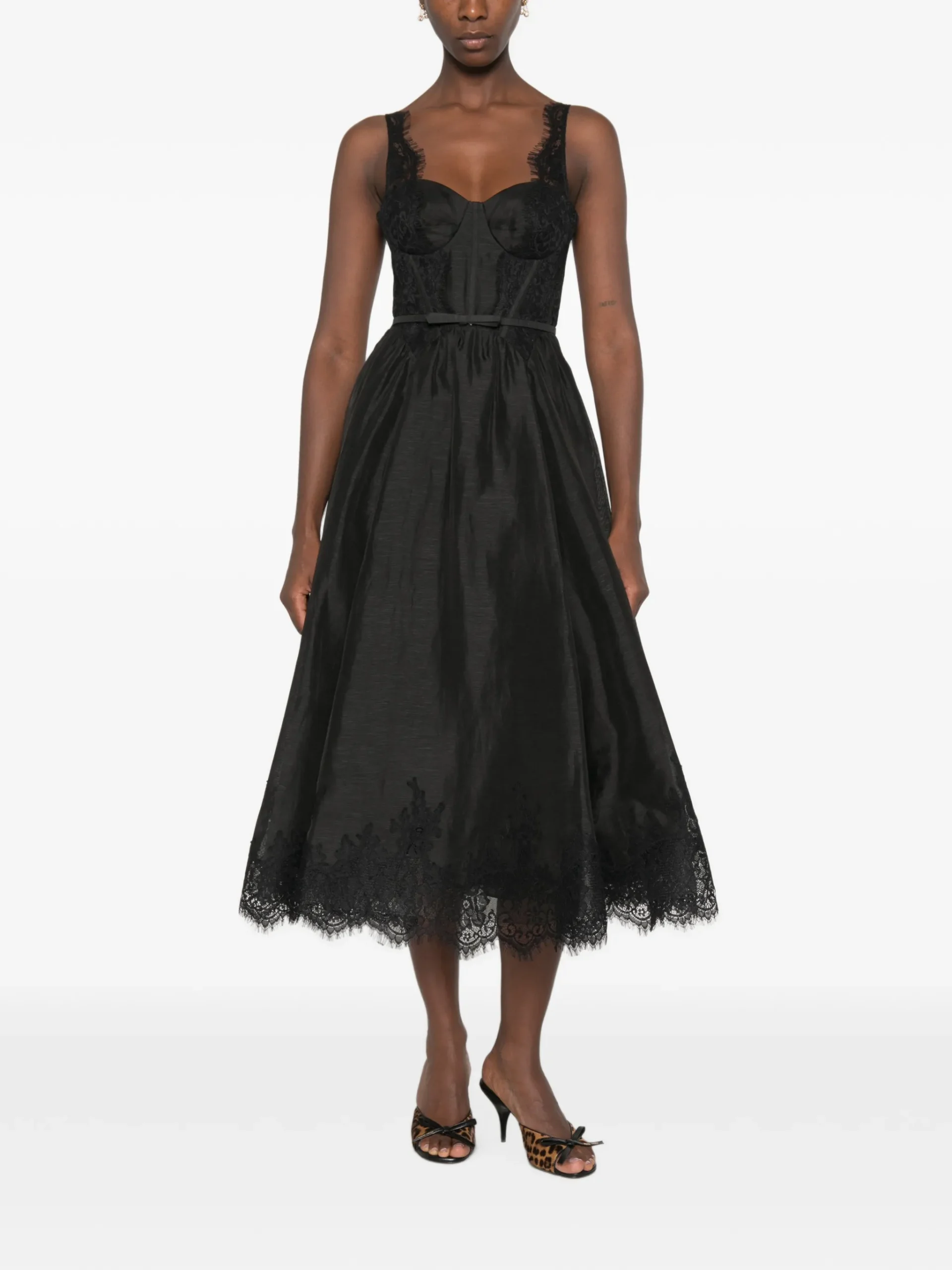 Rochie Zimmermann Valiant lace-trimmed belted negru - imagine 2