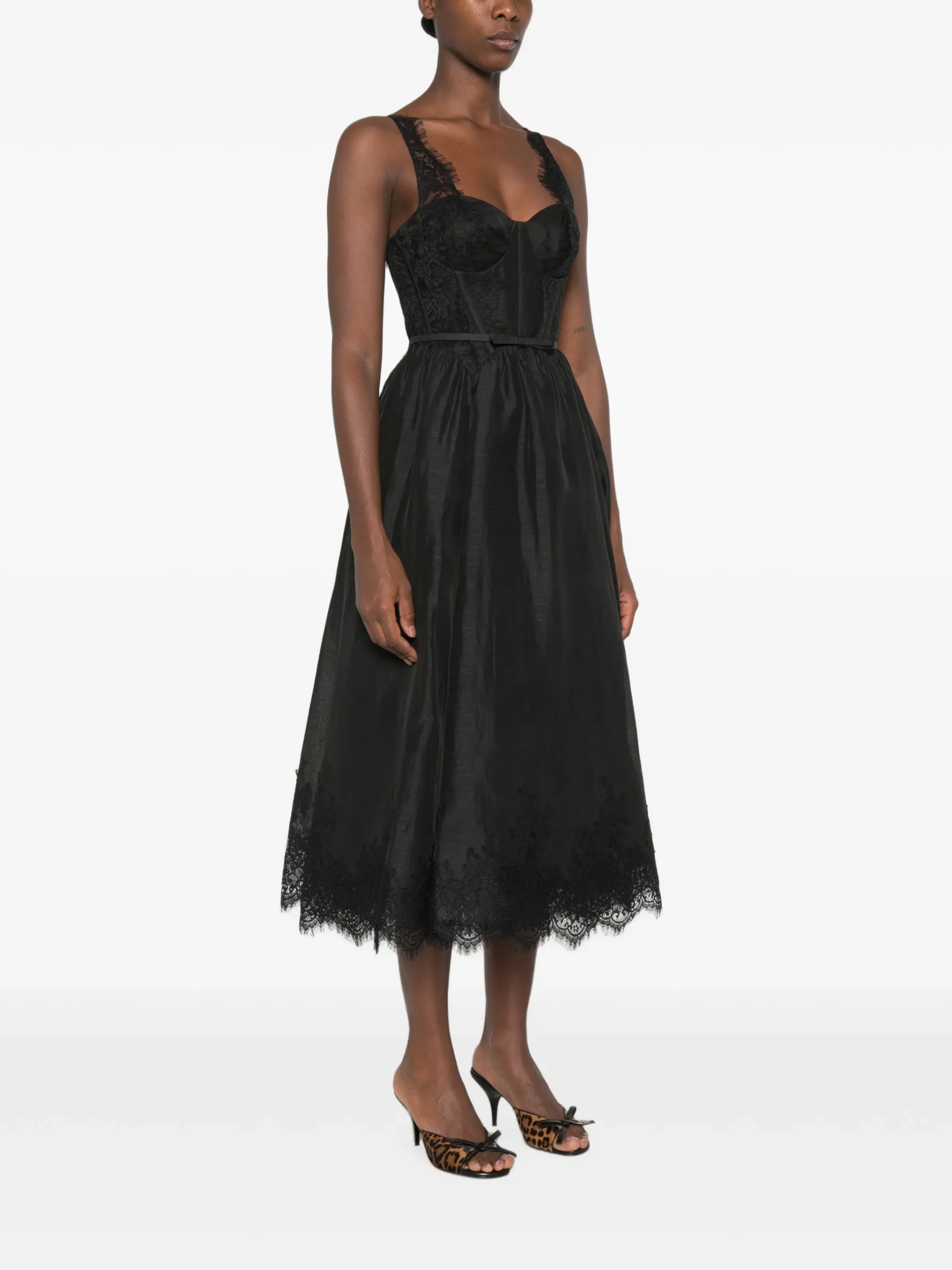 Rochie Zimmermann Valiant lace-trimmed belted negru - imagine 5