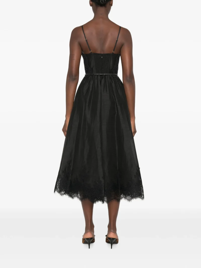 Rochie Zimmermann Valiant lace-trimmed belted negru - imagine 4
