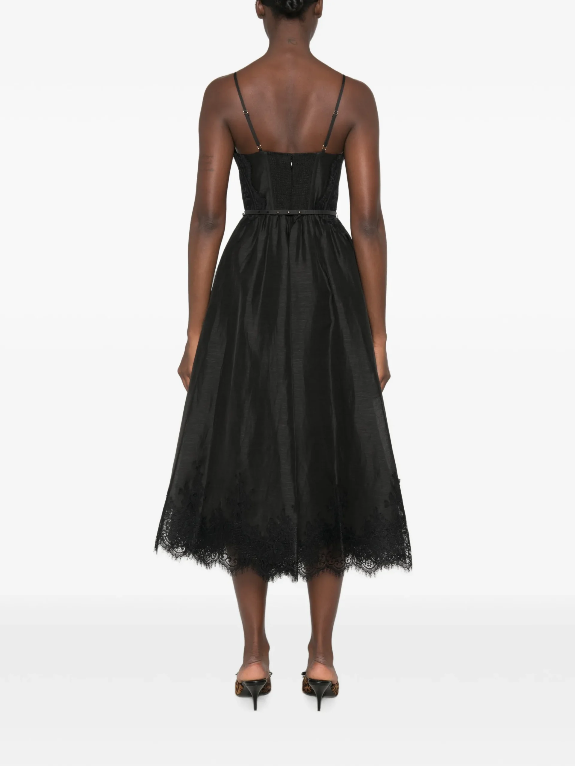 Rochie Zimmermann Valiant lace-trimmed belted negru - imagine 4