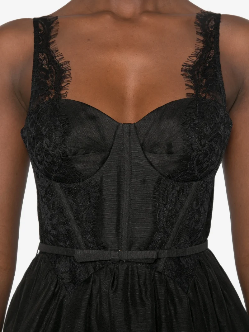 Rochie Zimmermann Valiant lace-trimmed belted negru - imagine 3